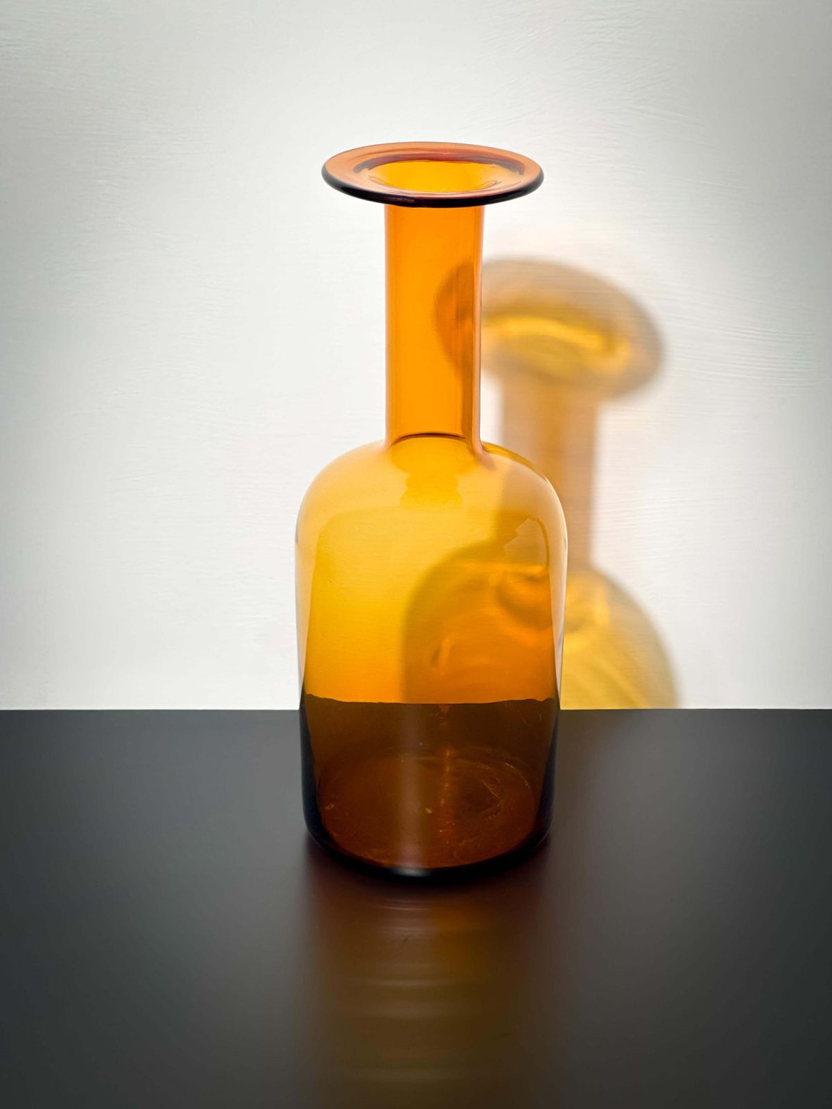 Amber Glass, Mid Century, Bottle Vase By Otto Brauer For Holmegaard photo buy