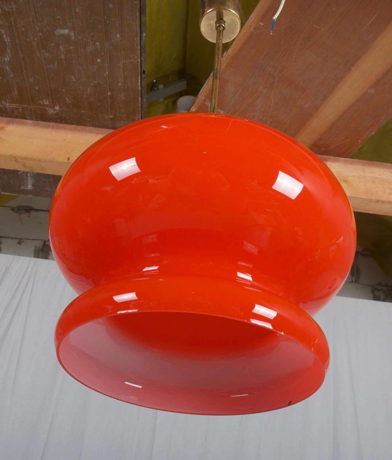 Large Mid Century Glass Pendant photo for sale