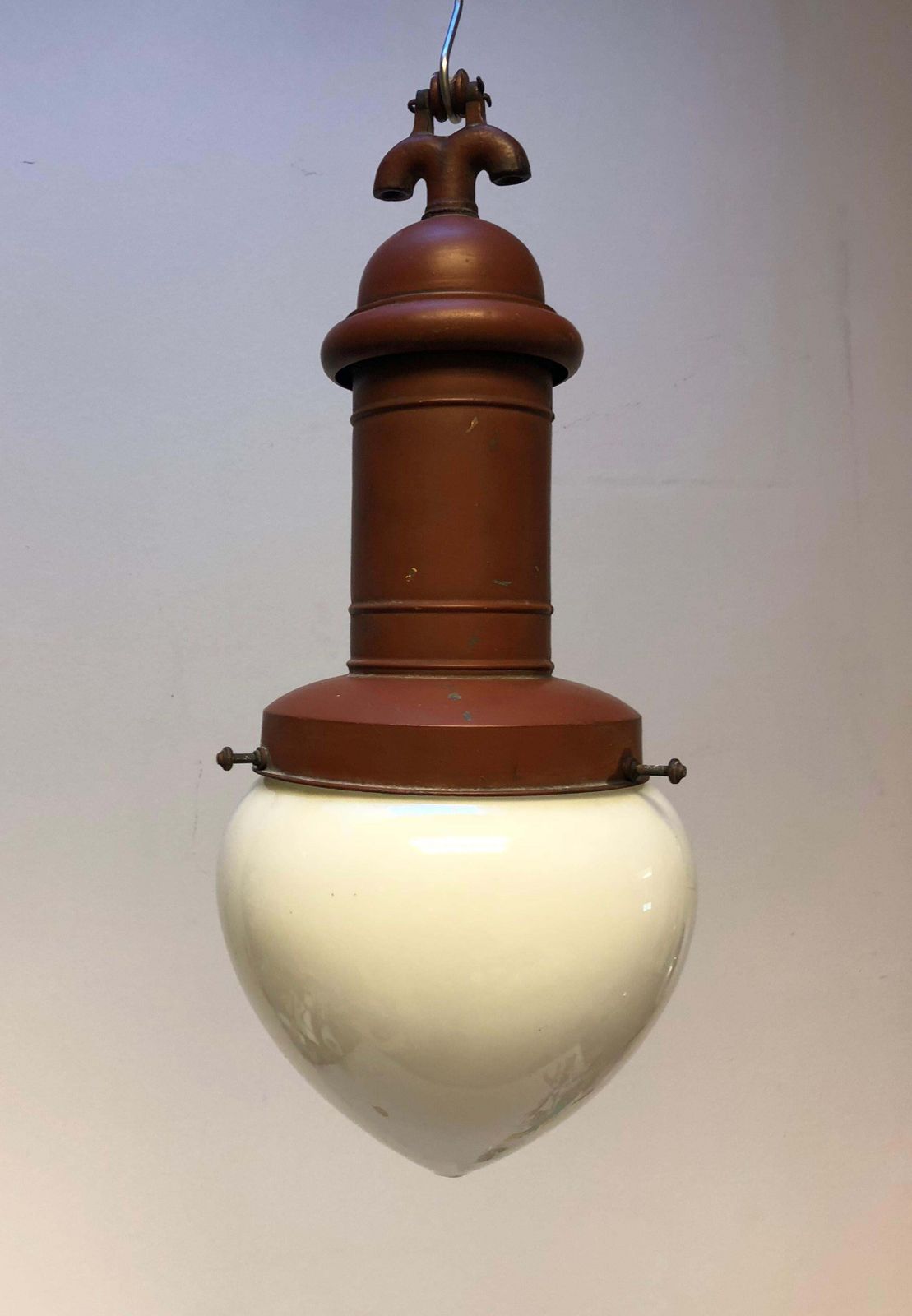 Rare Street Or Factory Pendant Lamp Opaline Glass From The 1900s photo for sale