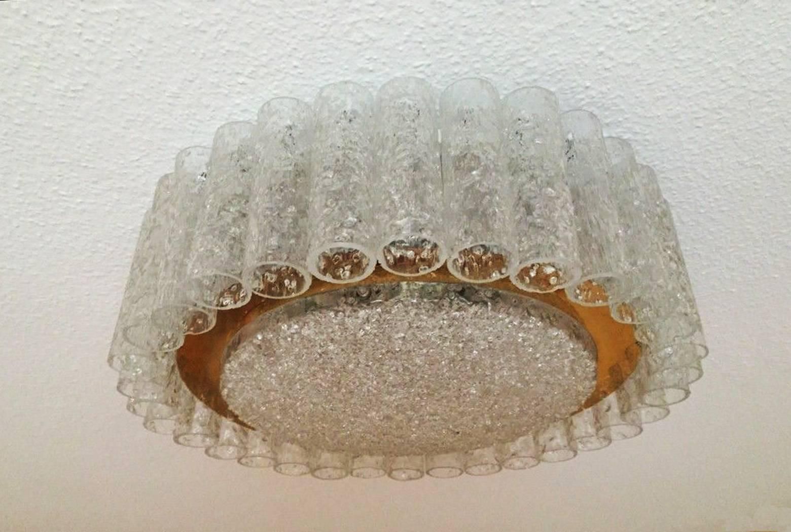 Mid Century Glass Tube Flush Mount Chandelier By Doria Leuchten photo furniture