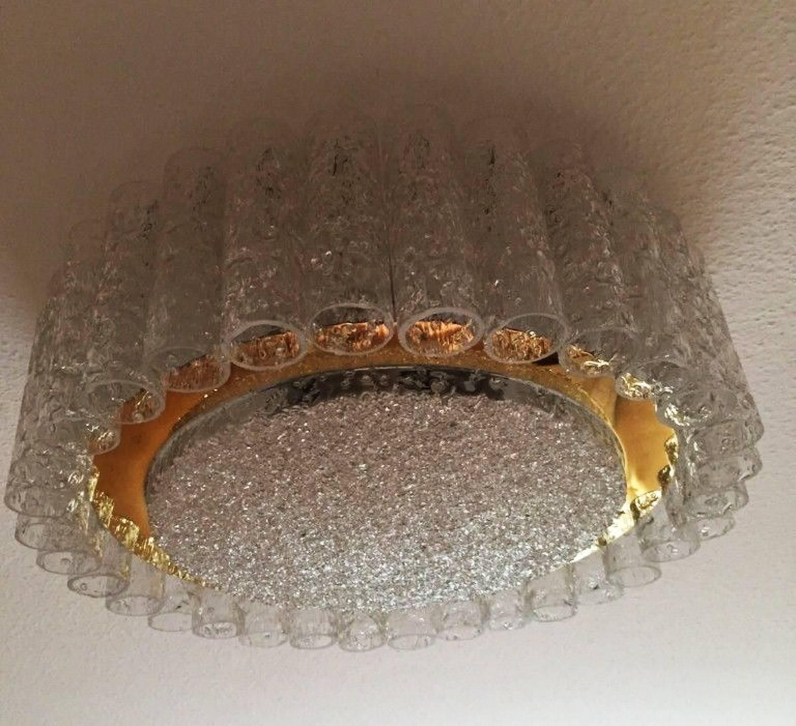 Mid Century Glass Tube Flush Mount Chandelier By Doria Leuchten photo 1622.0