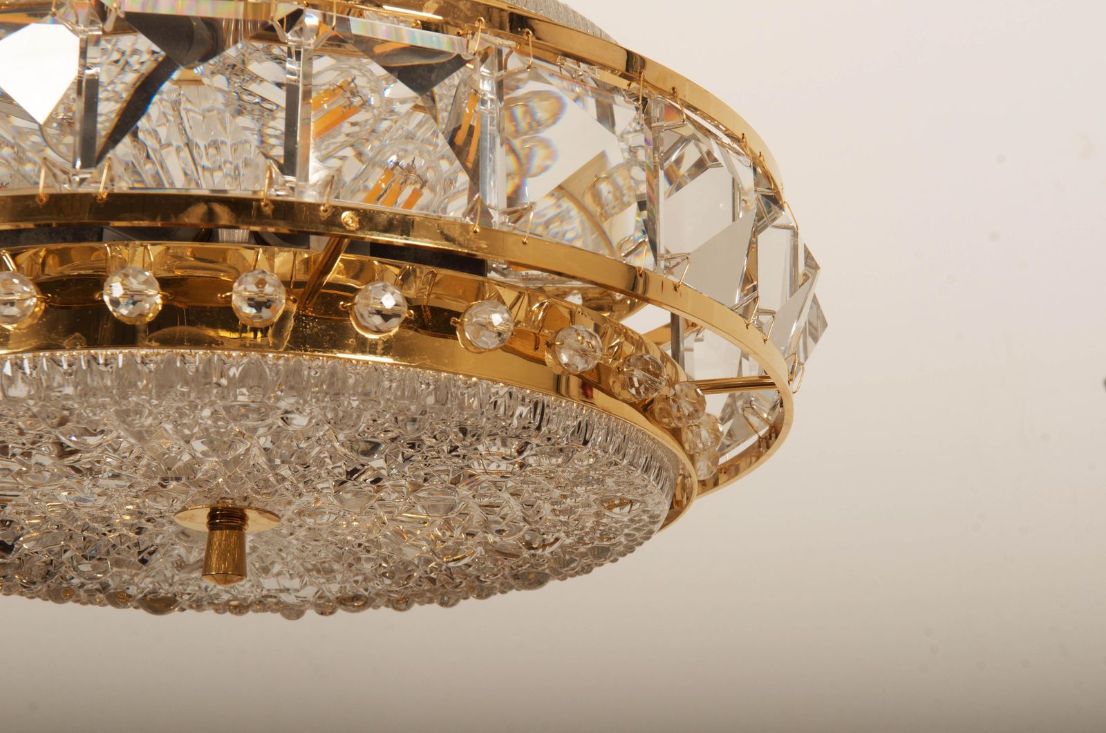 Brass And Glass Chandelier By Orrefors From The 1960s photo buy
