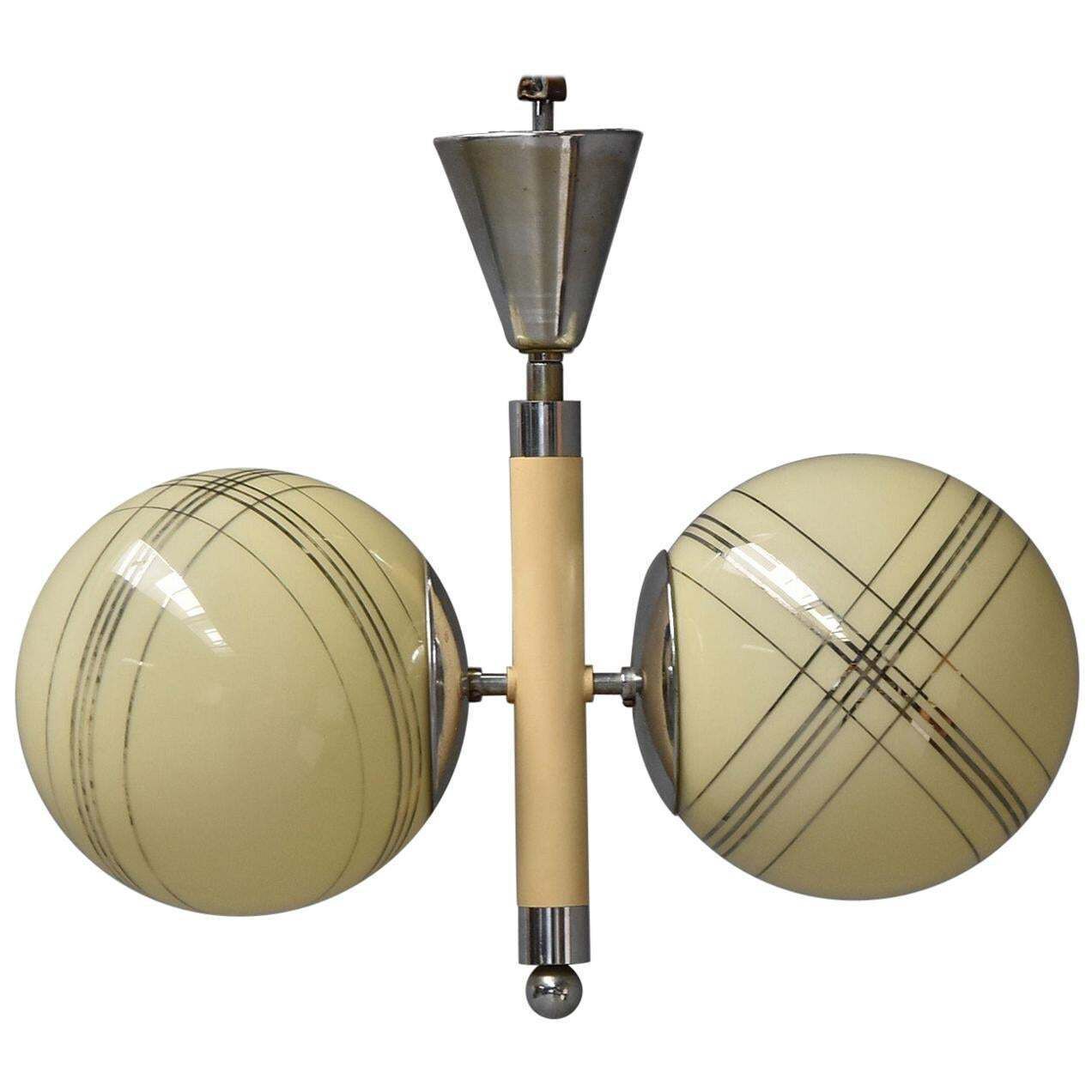 Art Deco Chandelier With Yellow Globes