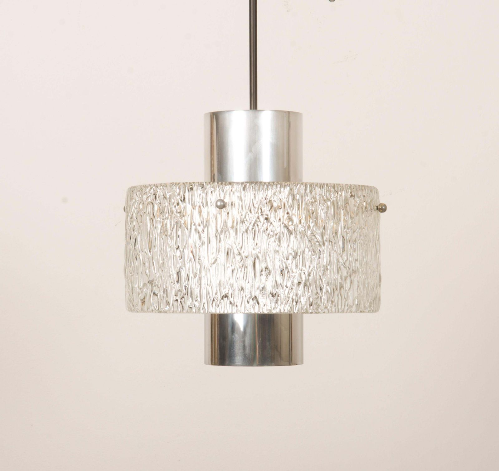 Midcentury J.T. Kalmar Structured Glass Pendant Lamp photo for sale