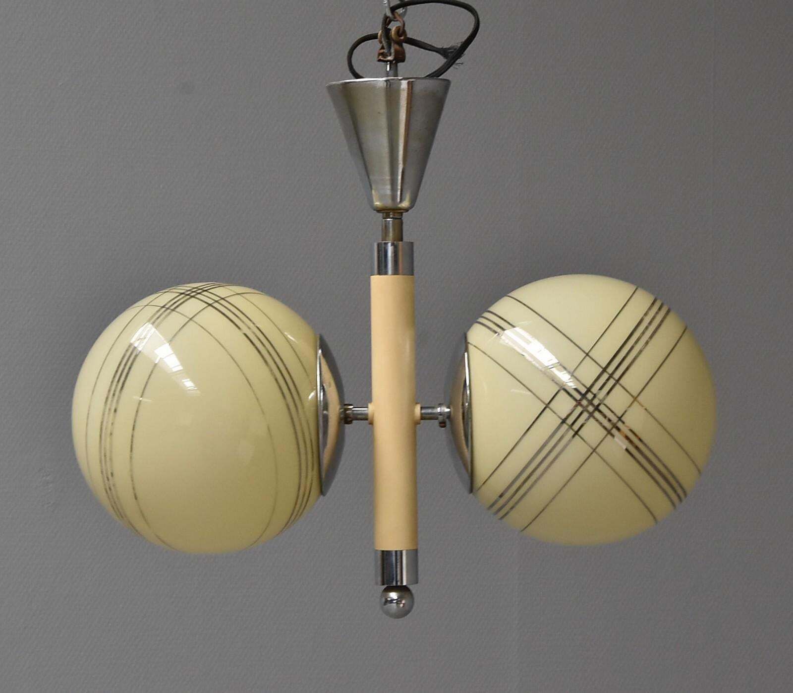 Art Deco Chandelier With Yellow Globes photo furniture