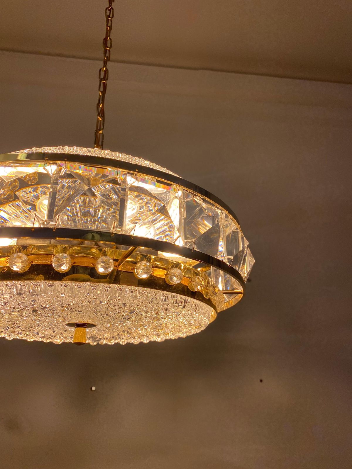 photo vinterior Brass And Glass Chandelier By Orrefors From The 1960s
