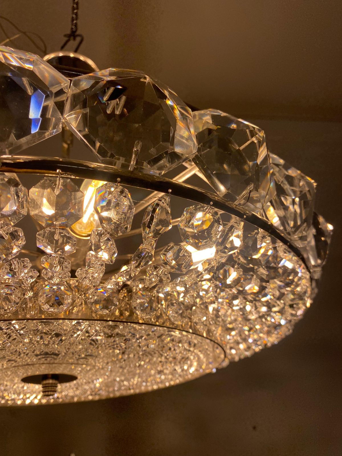 1306.0 Chromed Brass And Glass Chandelier By Orrefors From The 1960s photo