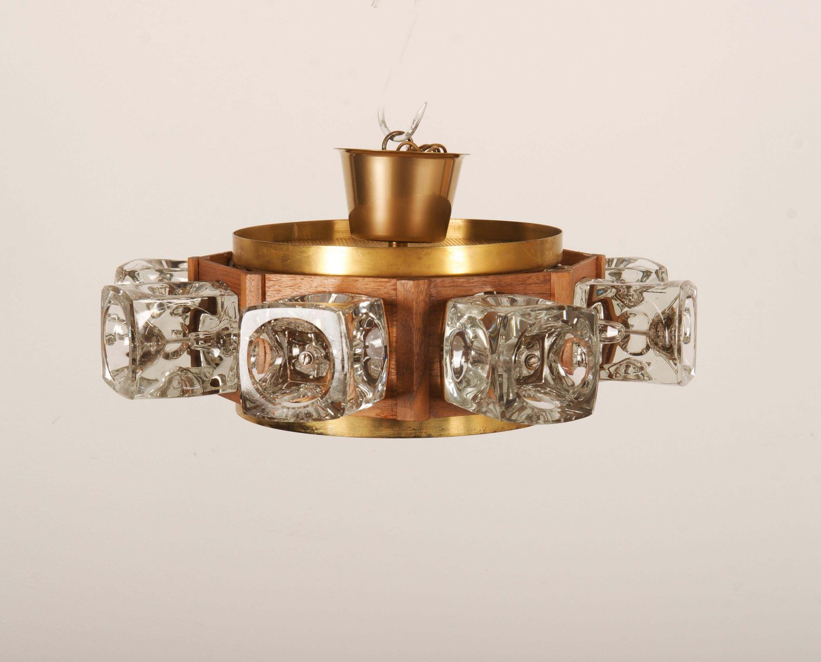 photo furniture Danish Midcentury Glass, Brass Chandelier By Vitrika