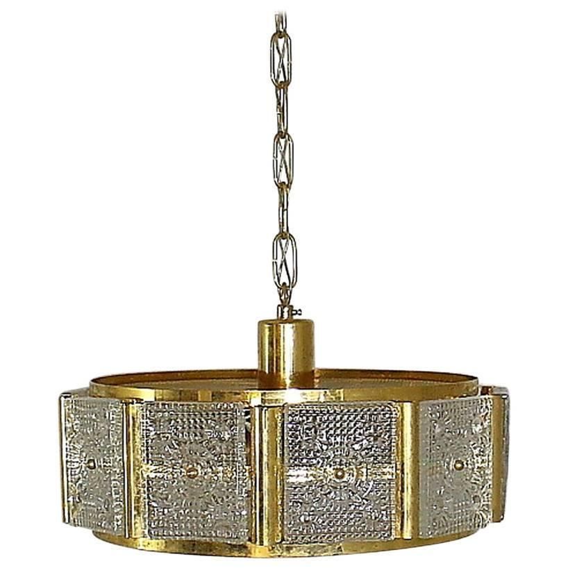 Carl Fagerlund For Orrefors Glass, Brass Chandelier