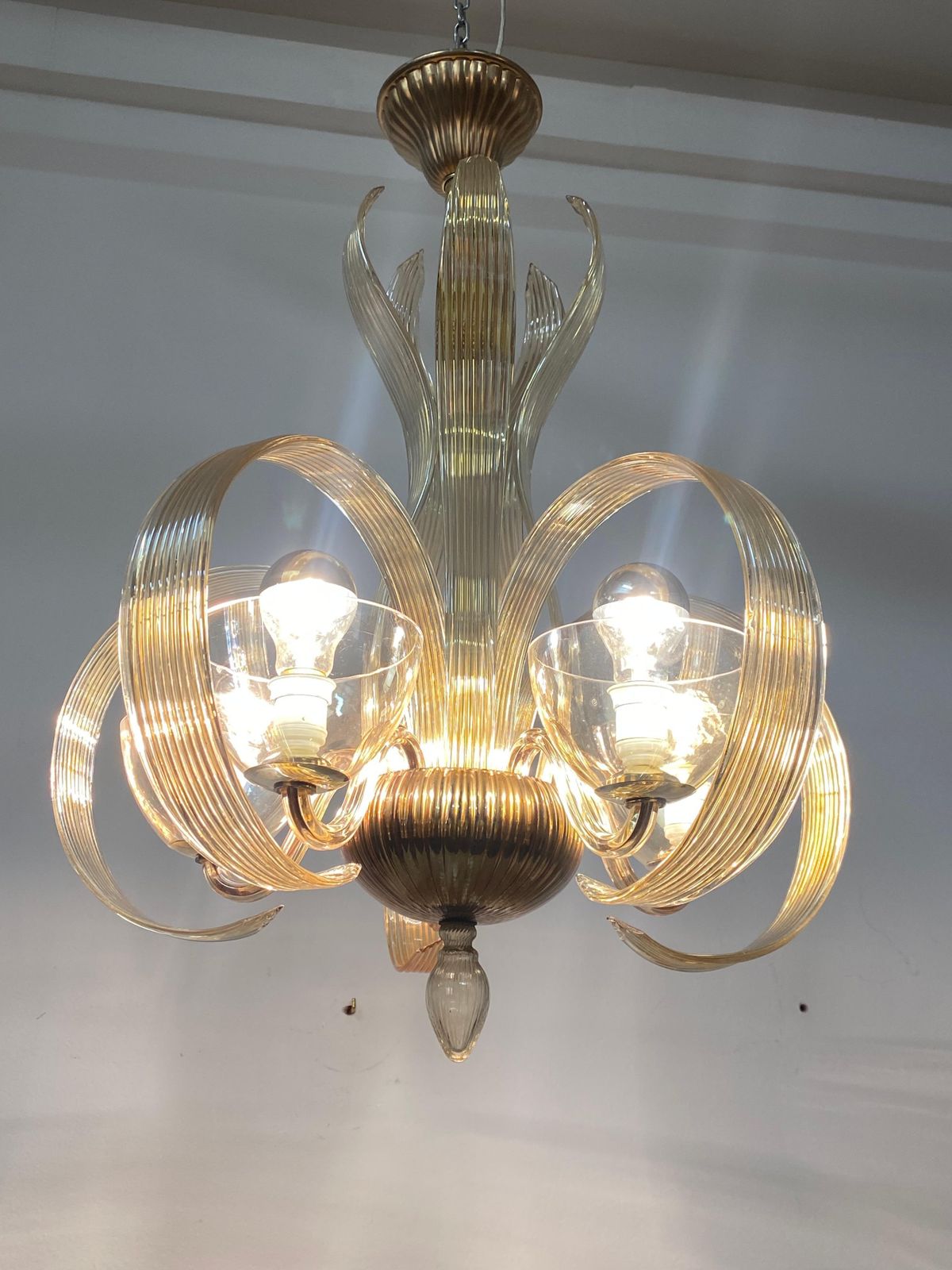 photo buy Vintage Bohemian Hand Blown Glass Chandelier
