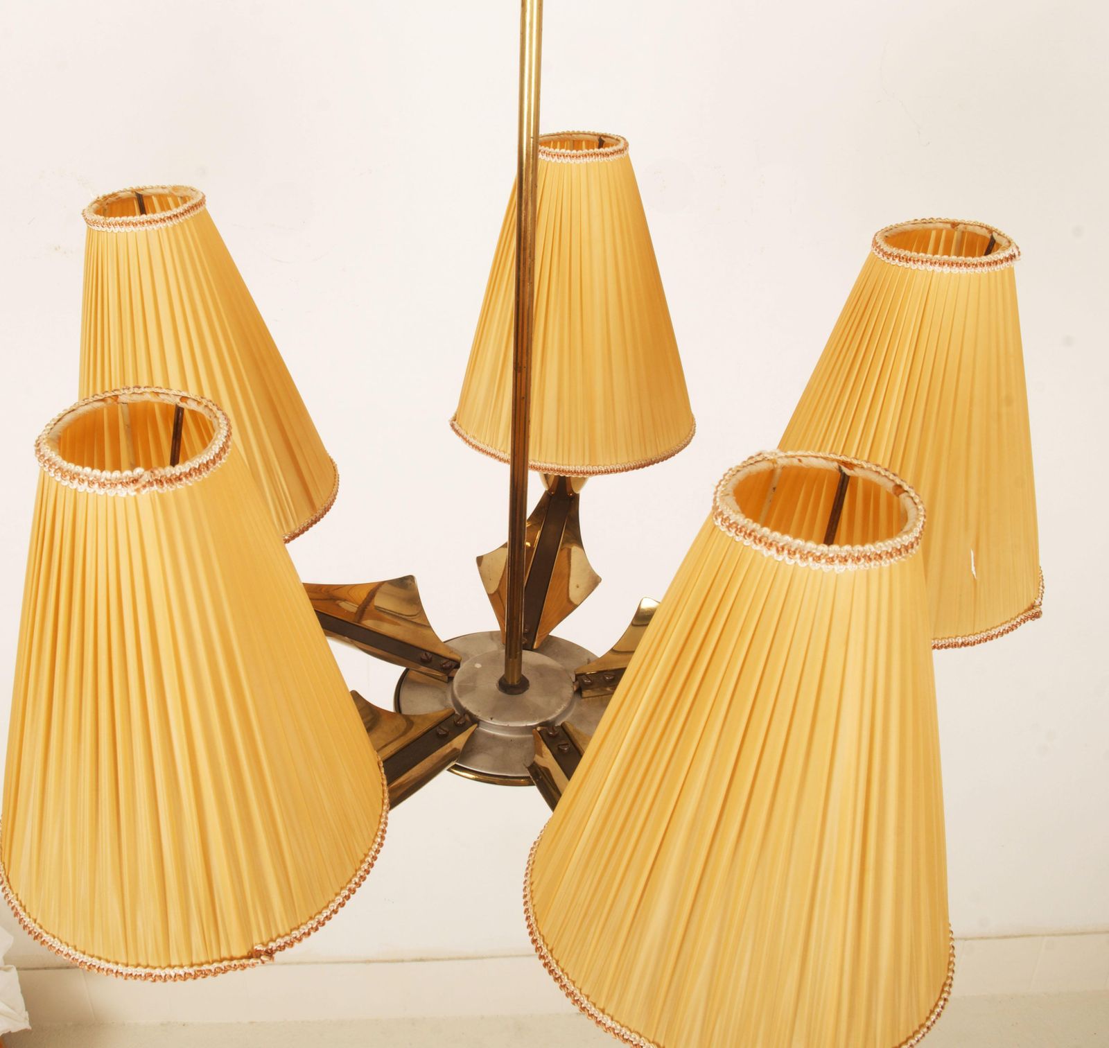 Midcentury Brass Chandelier By Rupert Nikoll photo vintage