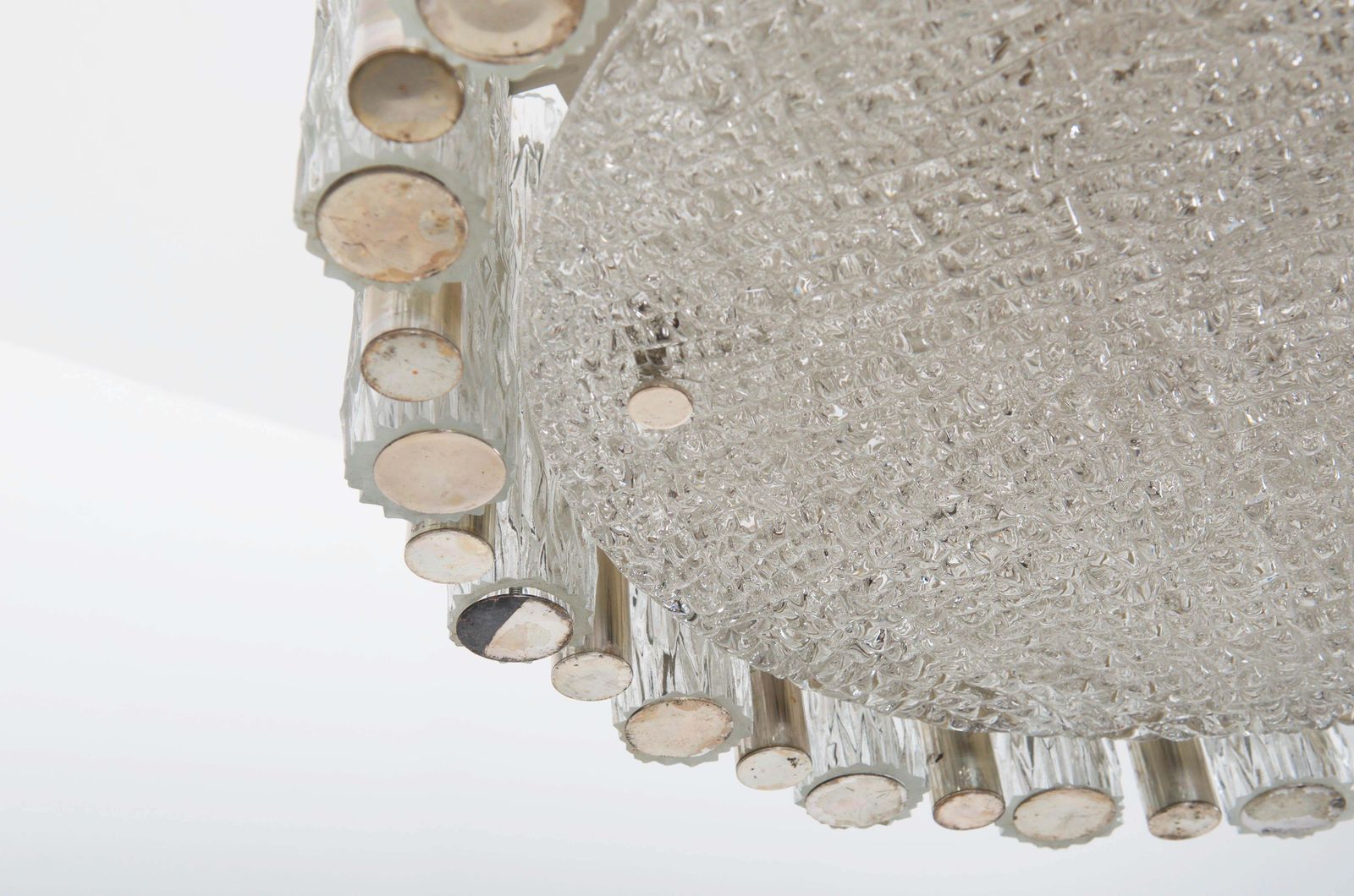 Midcentury Ice Glass Chandelier By Kaiser Leuchten photo furniture