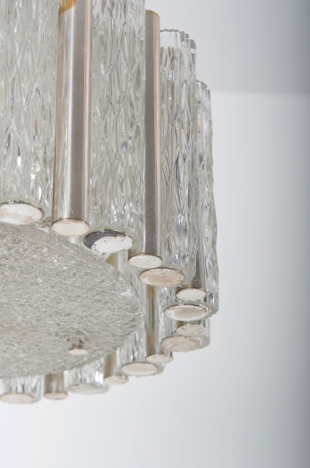 Midcentury Ice Glass Chandelier By Kaiser Leuchten photo Lighting