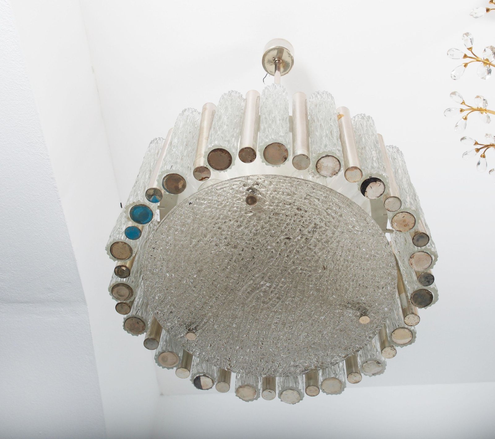 Midcentury Ice Glass Chandelier By Kaiser Leuchten photo 2472.0