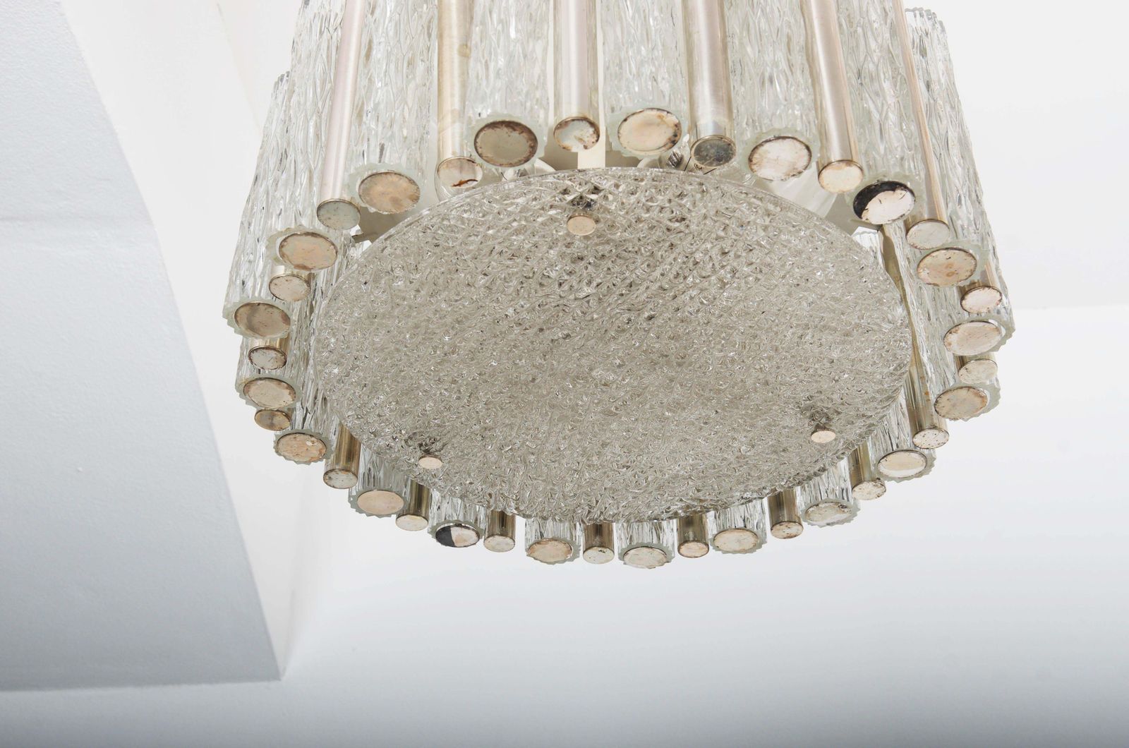 Midcentury Ice Glass Chandelier By Kaiser Leuchten photo vinterior