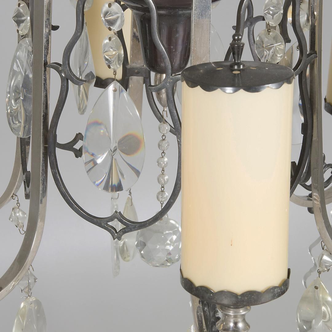 Grote Art Deco Hanglamp Van Opalineglas photo Verlichting