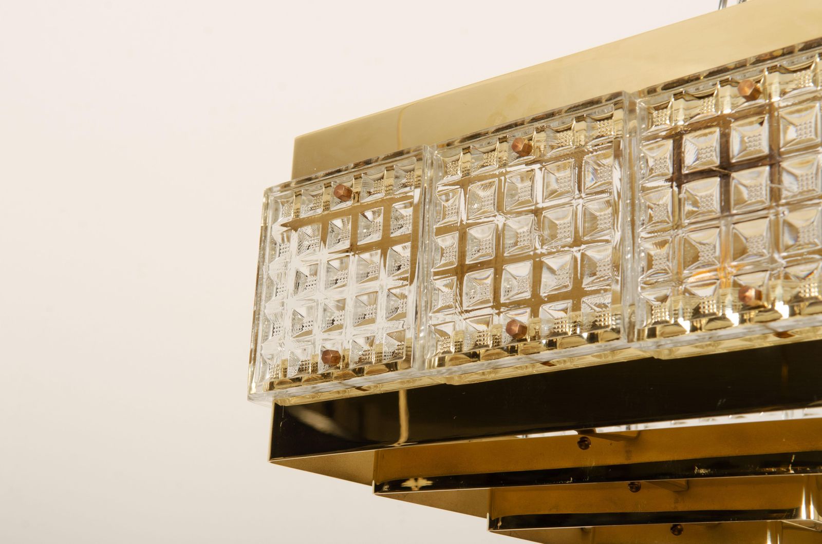 Brass And Glass Chandelier By Orrefors From The 1960s photo Lighting