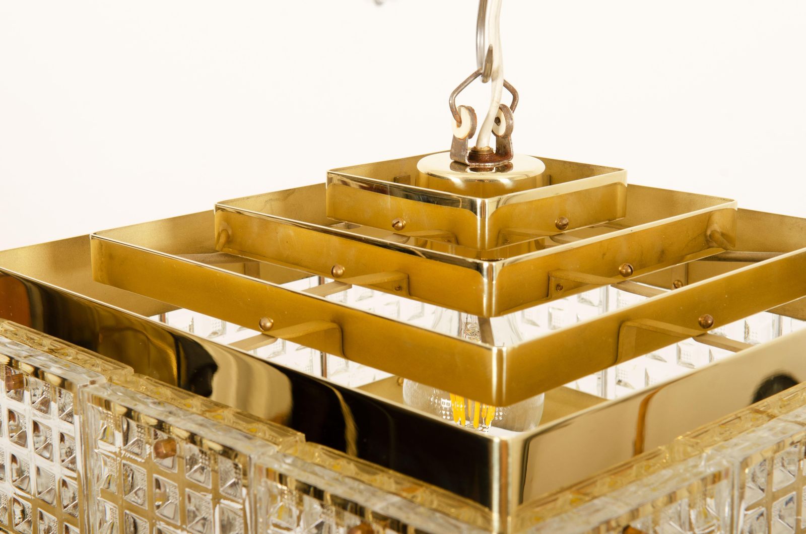 Brass And Glass Chandelier By Orrefors From The 1960s photo vinterior