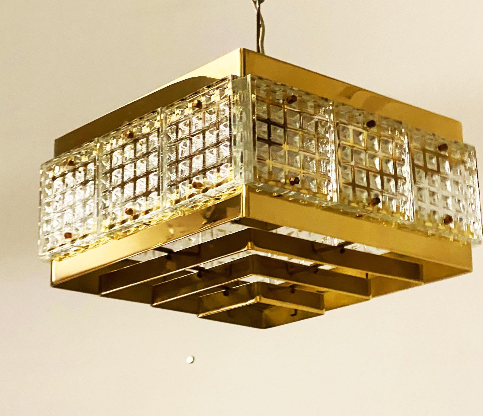photo vinterior Brass And Glass Chandelier By Orrefors From The 1960s