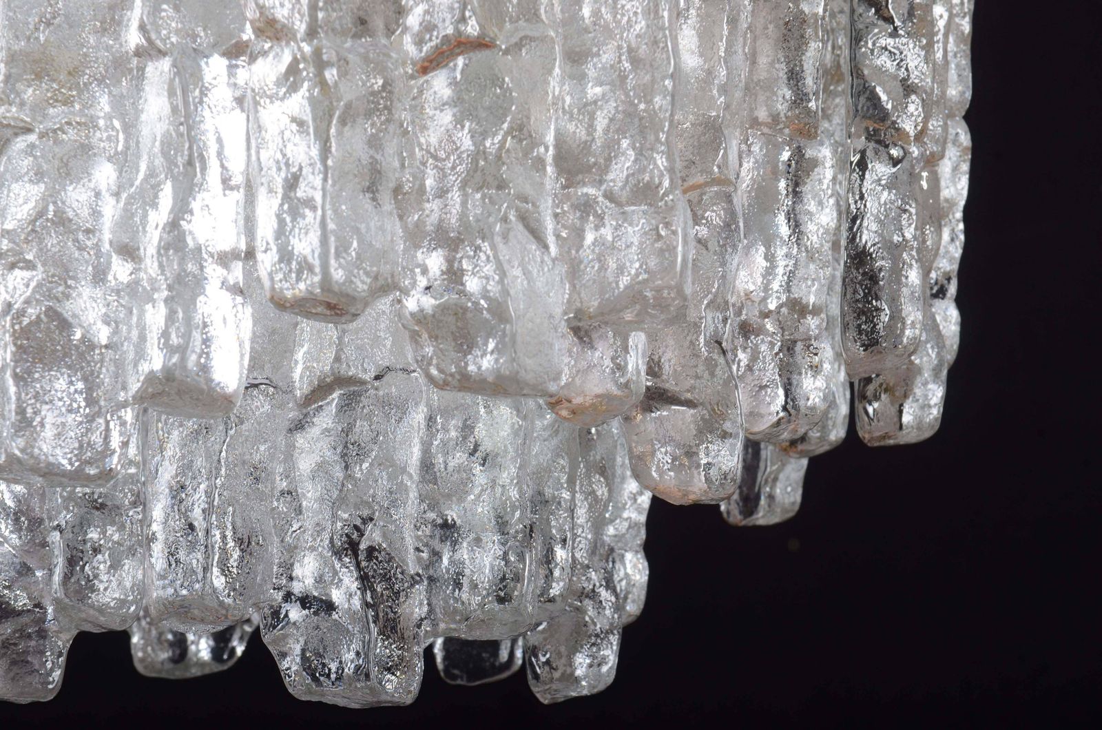 Beautiful Mid Century Kalmar Ice Glass Chandelier photo vinterior