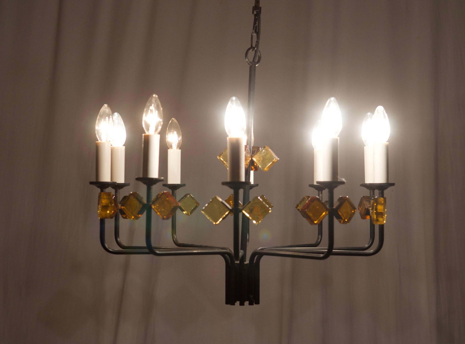 photo buy Scandinavian Glass And Iron Chandelier By Svend Aage Holm Sorensen