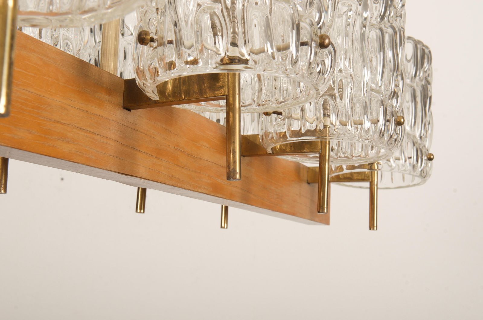 Huge Midcentury Brass/Teak Chandelier By Rupert Nikoll photo buy