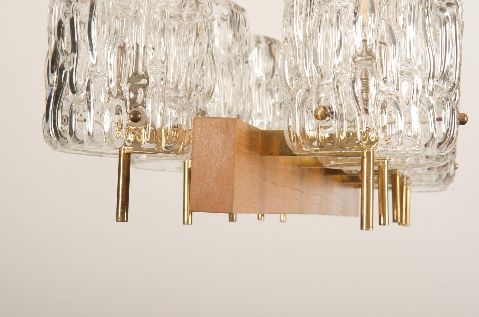 3075.0 Huge Midcentury Brass/Teak Chandelier By Rupert Nikoll photo