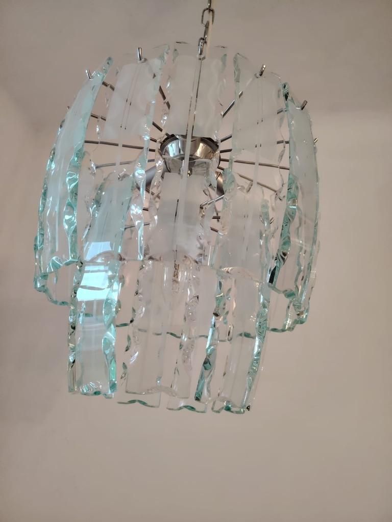 Art Glass Chandelier By Zero Quattro For Fontana Arte photo vintage