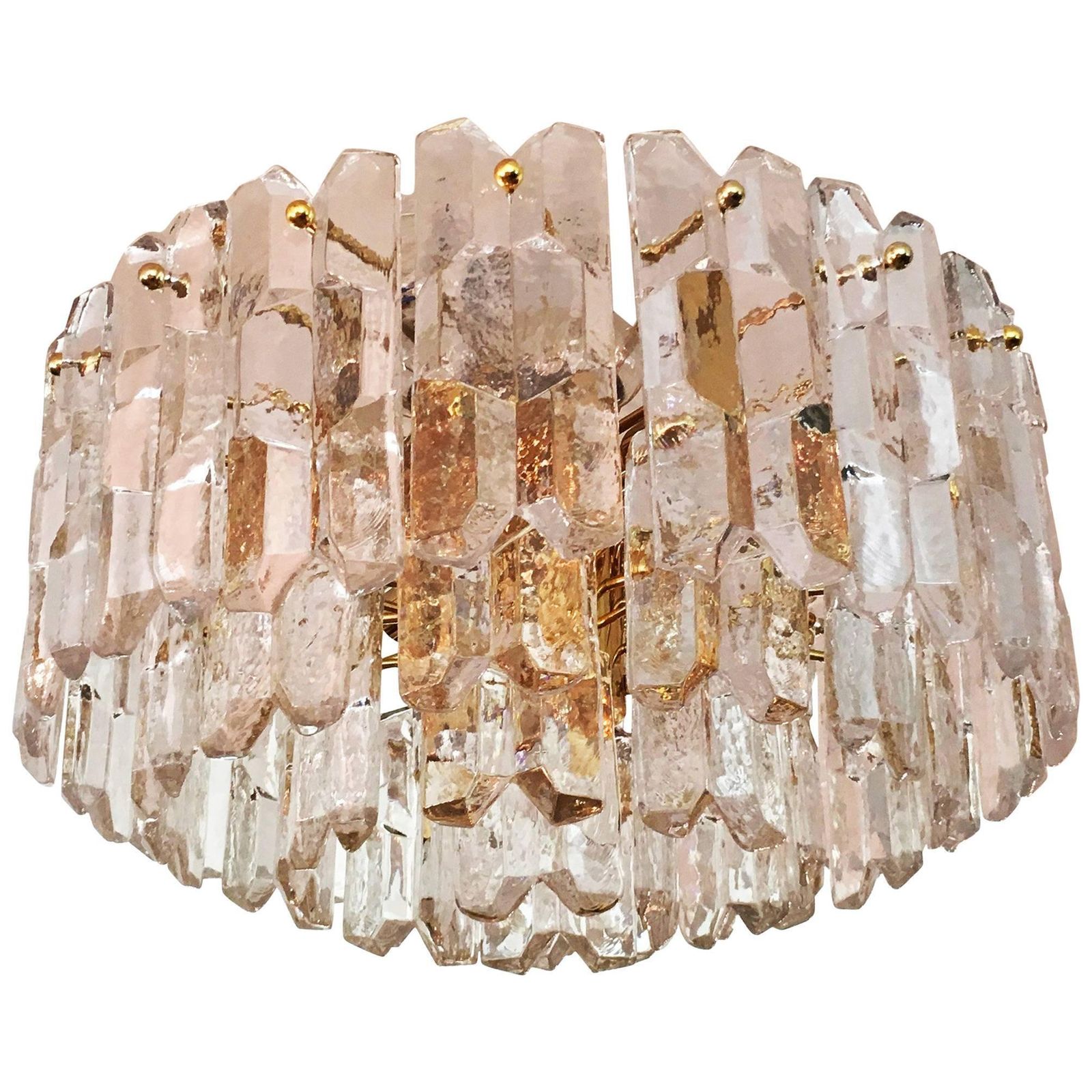 J. T. Kalmar Large "Palazzo" Ice Glass Chandelier Flush Mount