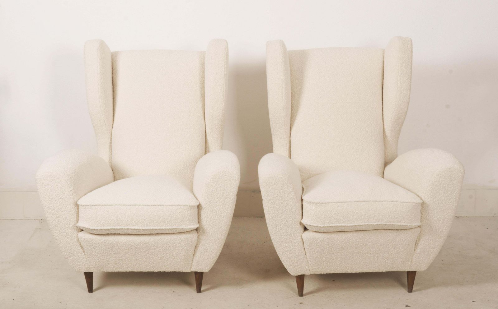 Lounge Or Wingback Chairs In Cream Bouclé By Melchiorre Bega photo vintage