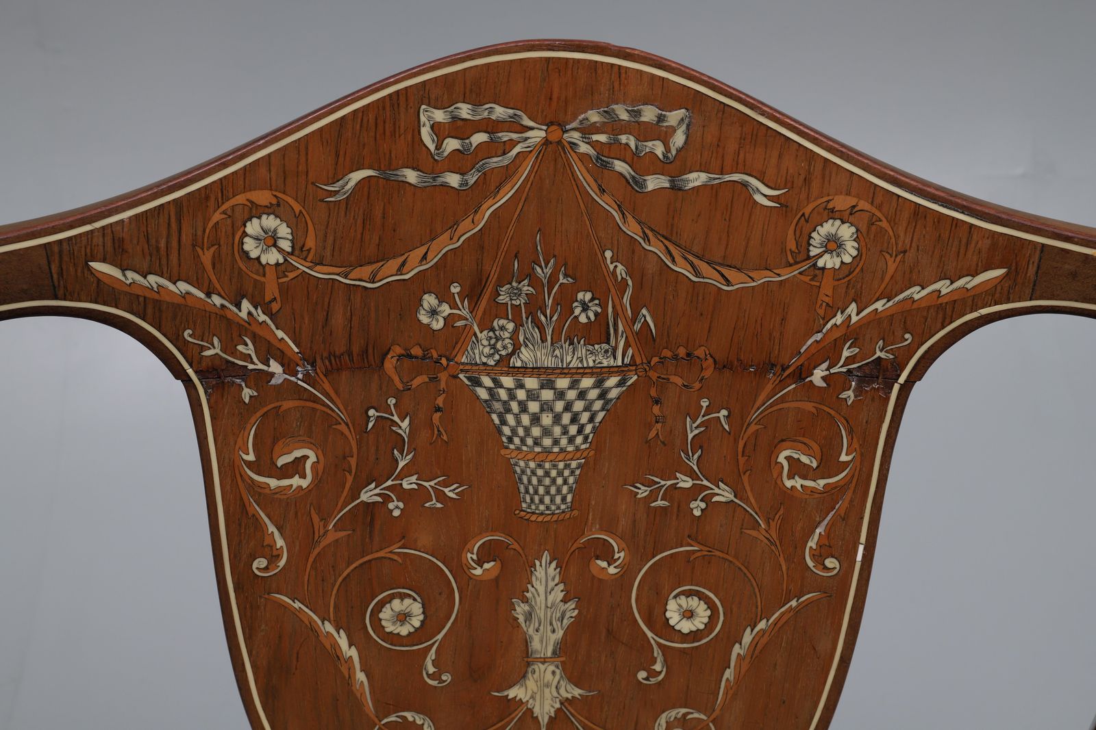 Edwardian Mahogany Boxwood Bone Inlaid And Strund Open Salon Armchair photo furniture