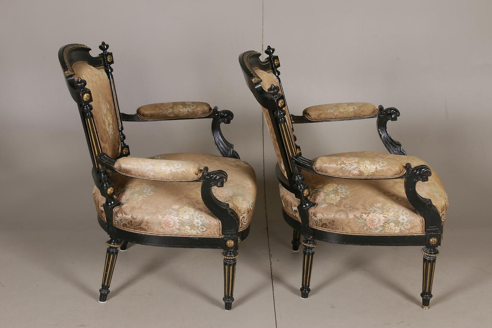 Ebonized Gildwood Louis XVI Armchairs photo for sale