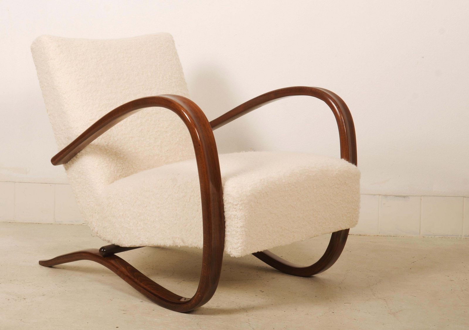 Art Deco Thonet H269 Armchair By Jindrich Halabala Bouclé Fabric photo furniture