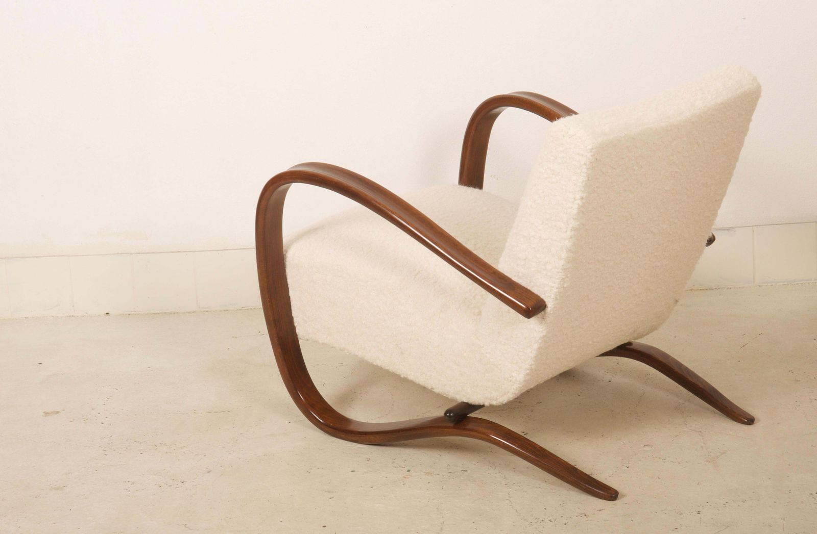 photo for sale Art Deco Thonet H269 Armchair By Jindrich Halabala Bouclé Fabric