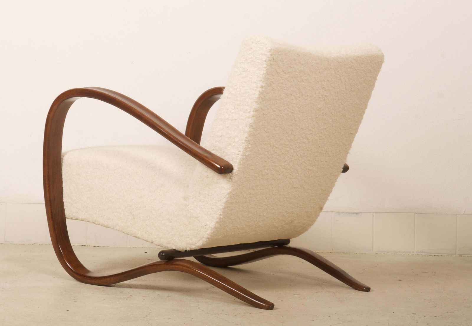 Furniture Art Deco Thonet H269 Armchair By Jindrich Halabala Bouclé Fabric photo