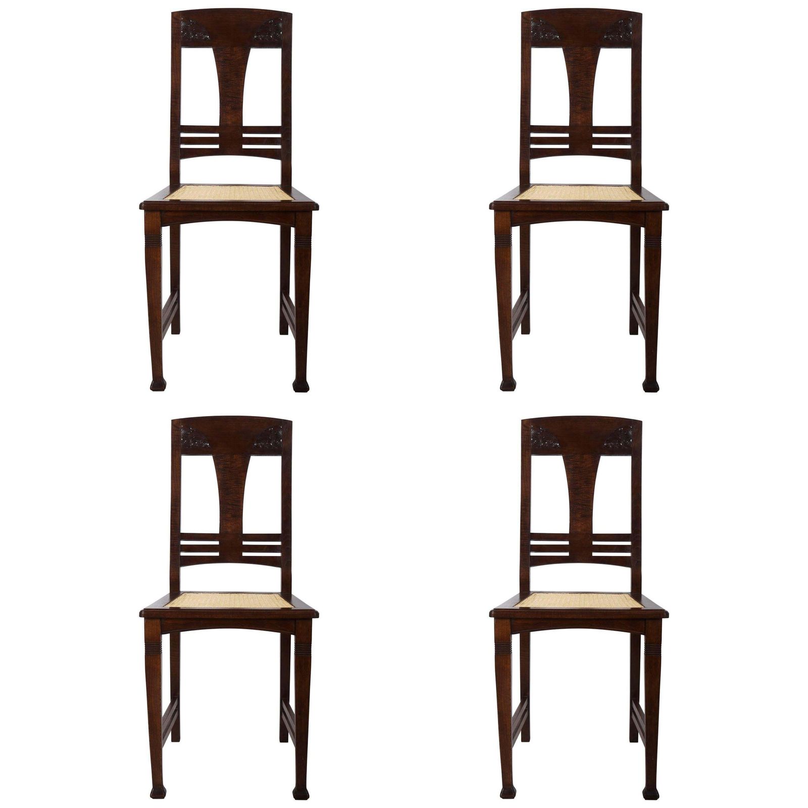Set Of Four German Art Nouveau Dining Chairs
