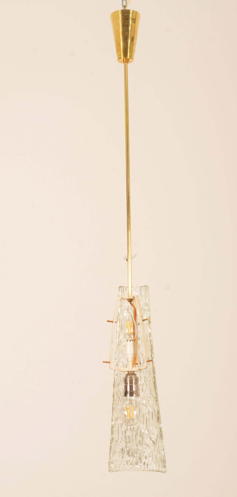 Mid Century J.T. Kalmar Kristal Gestructureerd Glas Hanglamp photo Verlichting