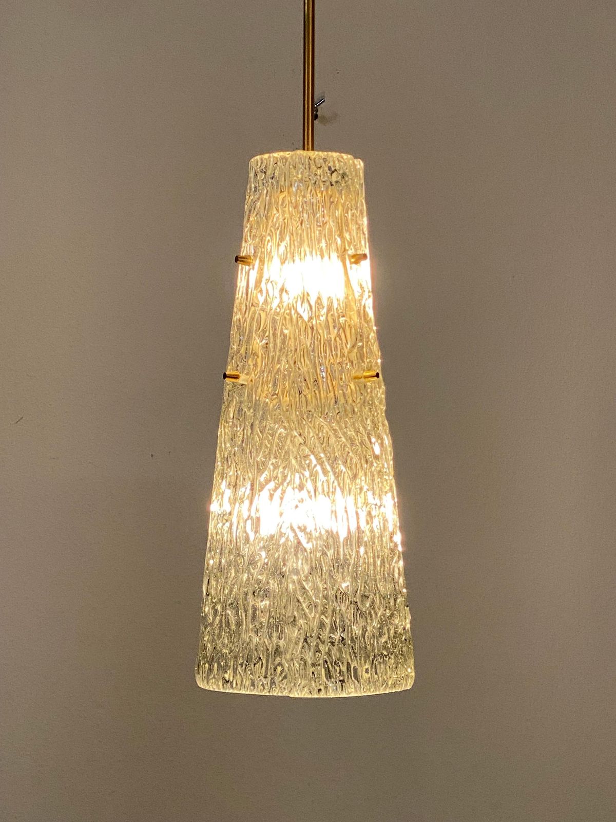 photo vintage Midcentury J.T. Kalmar Crystal Structured Glass Pendant Lamp