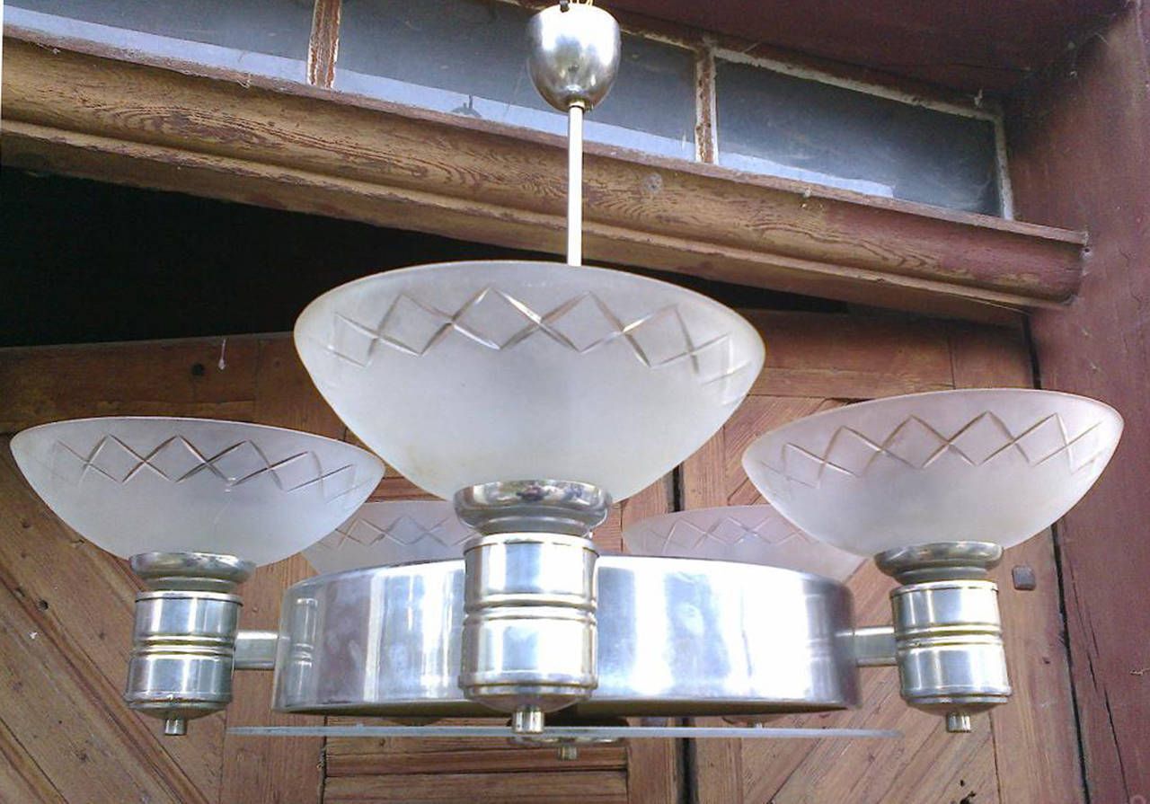 Large Art Deco Machine Age Chandelier photo for sale