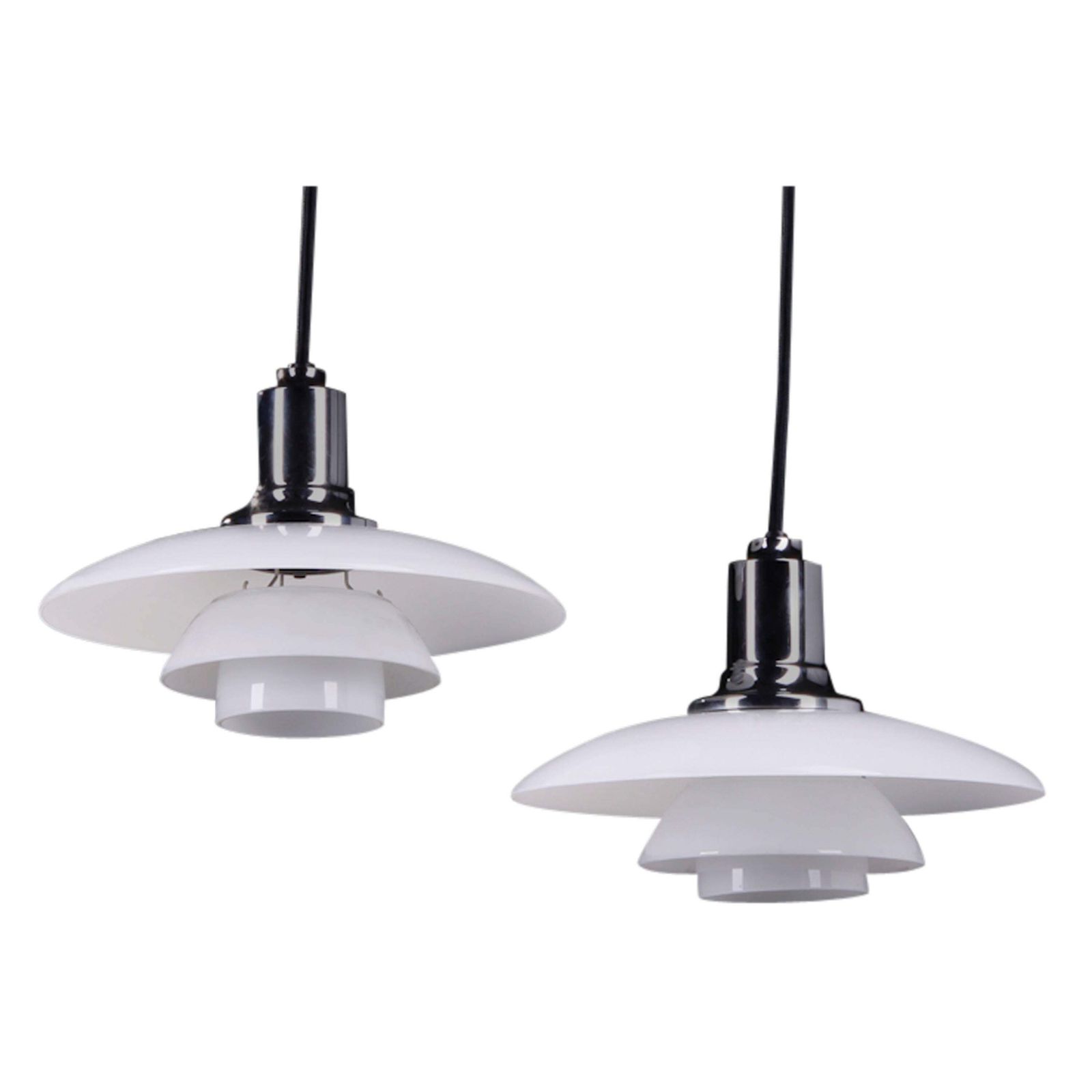 Pair Of Poul Henningsen Pendants Ph 2/1 For Louis Poulsen