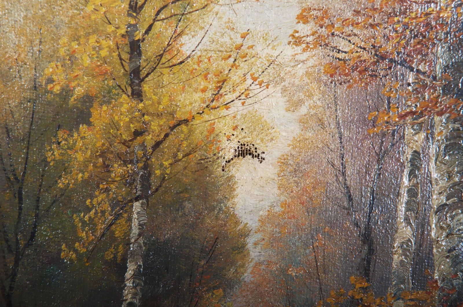 Oil Painting By B. Lambert / K. Kaufman Autumn Landscape With River photo for sale