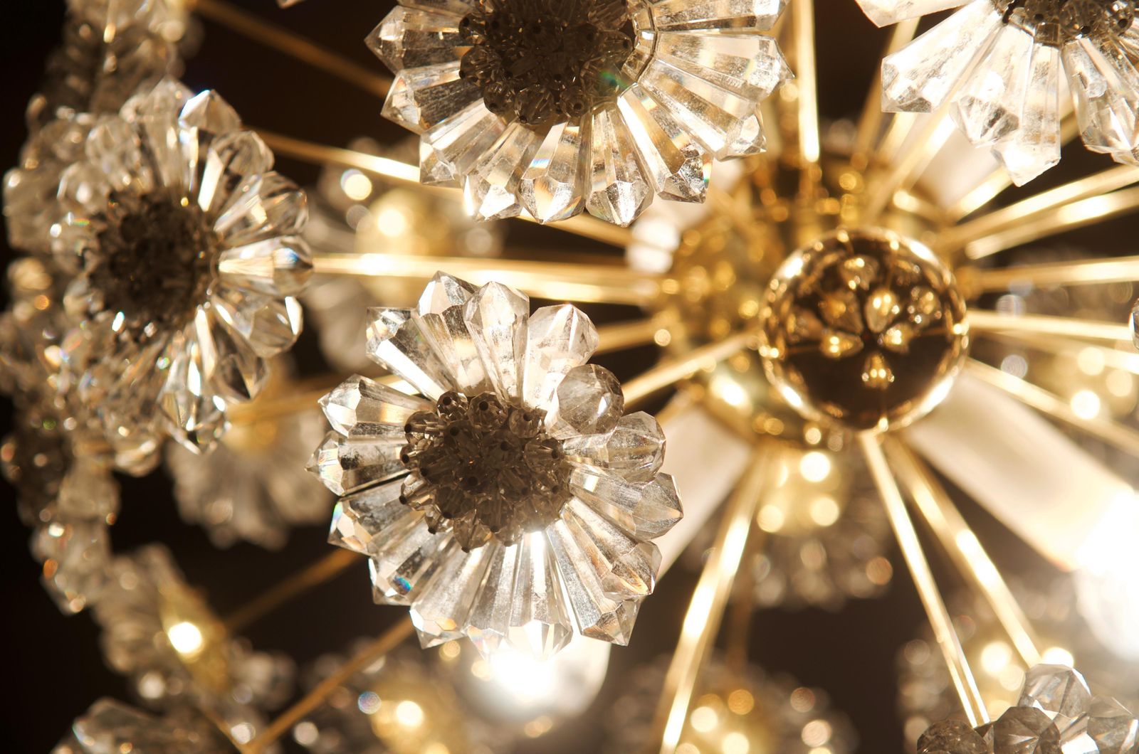 photo vinterior Stunning Sputnik Chandelier With Crystal Flowers