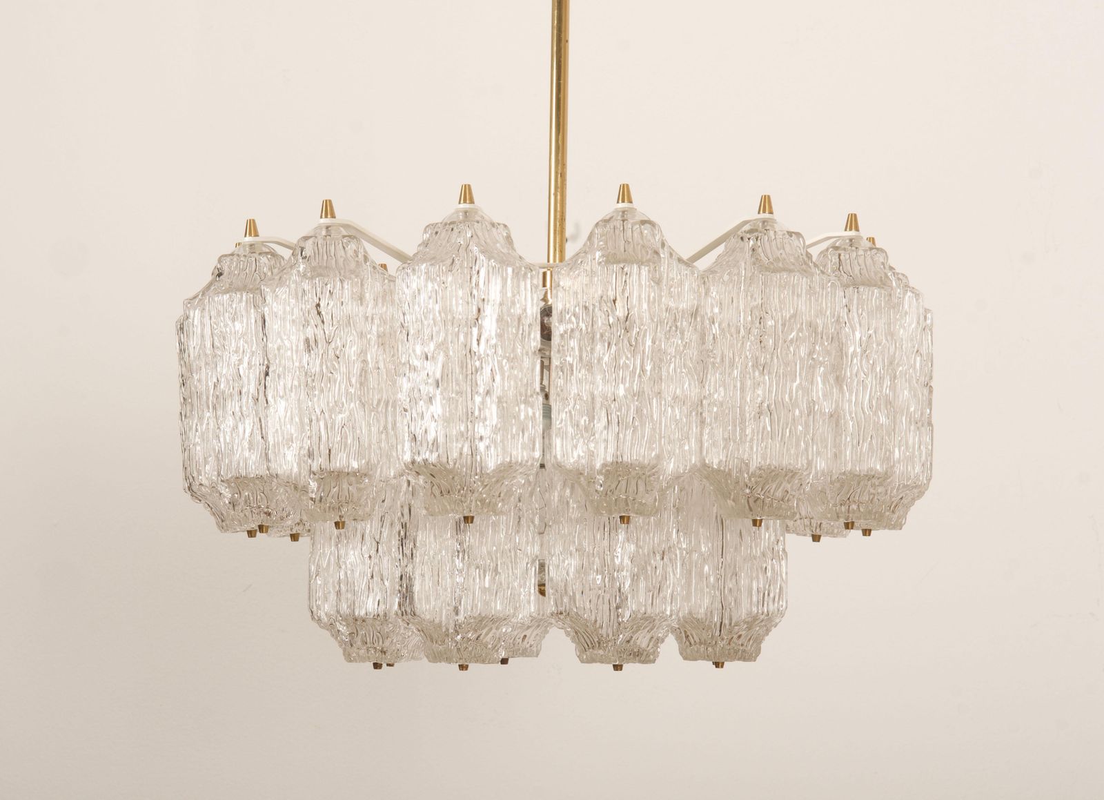 Mid Century Ice Glass Chandelier By Stoelzle Austria photo Lighting