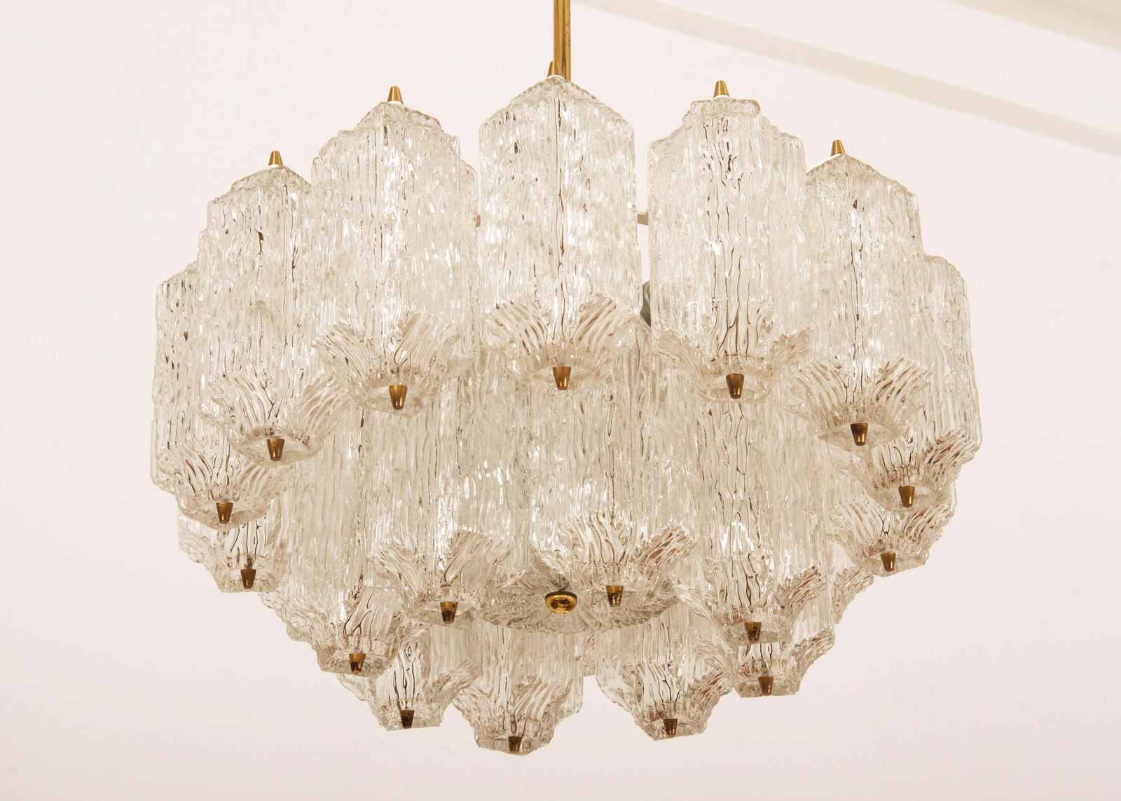 Lighting Mid Century Ice Glass Chandelier By Stoelzle Austria photo