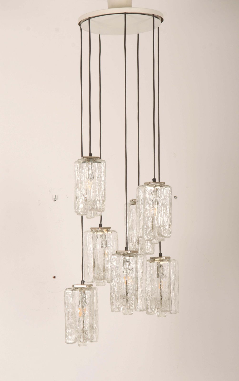 Large Ice Glass Granada Cascading Chandelier By Kalmar photo for sale