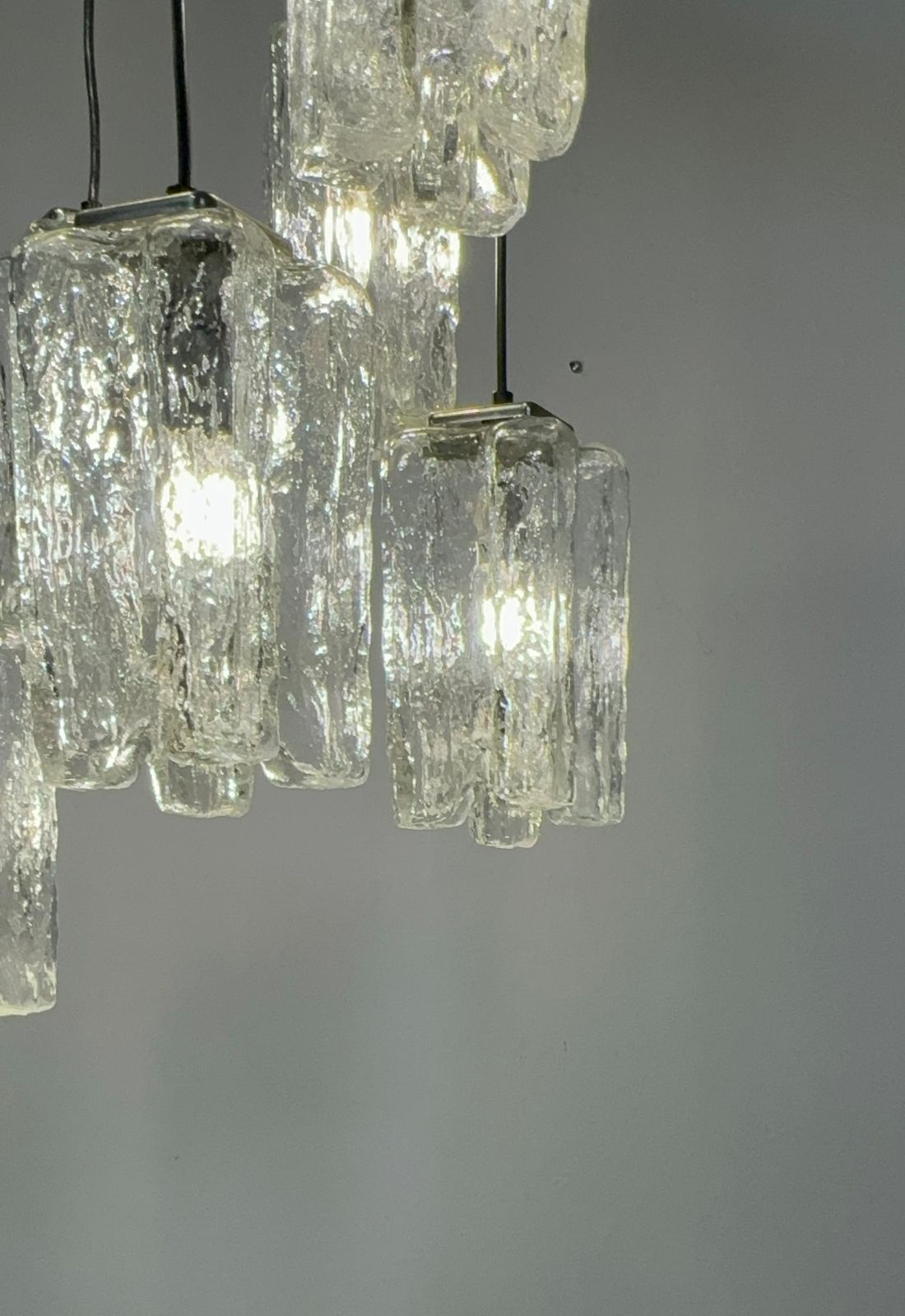 Lighting Large Ice Glass Granada Cascading Chandelier By Kalmar photo