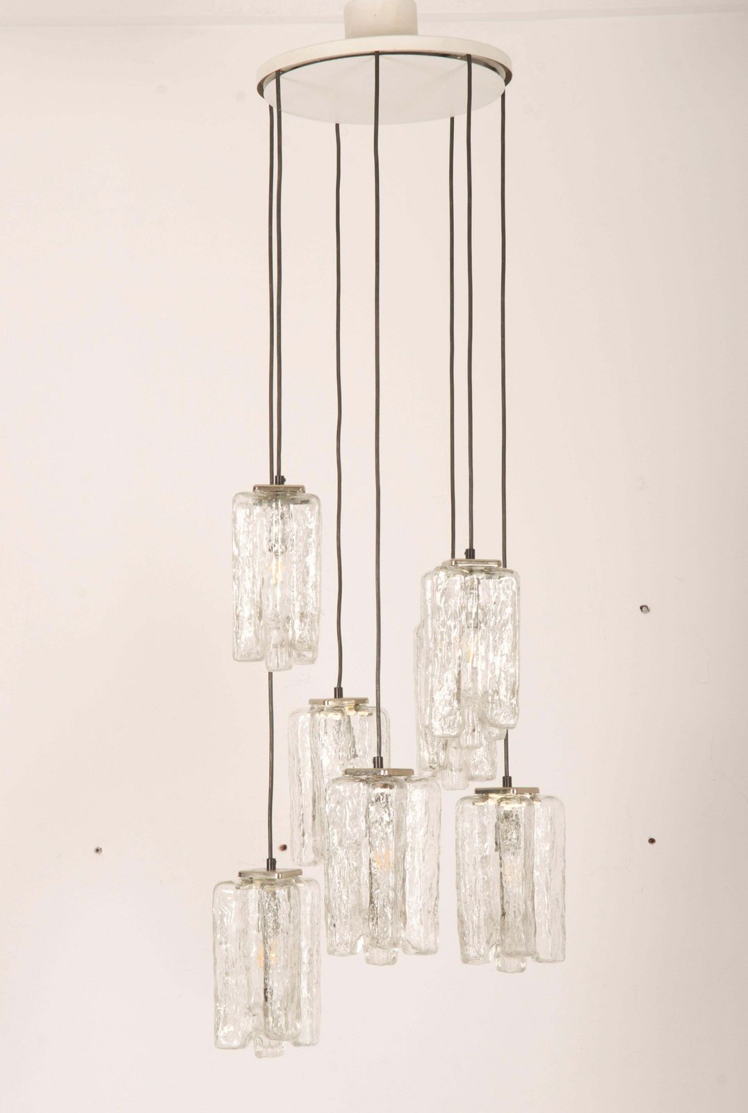 photo vinterior Large Ice Glass Granada Cascading Chandelier By Kalmar