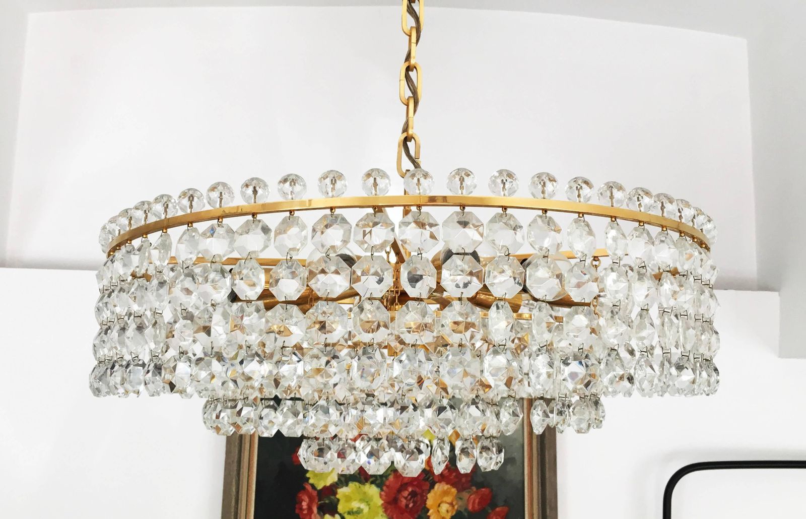 Beautiful Cut Crystal Chandelier By Bakalowits photo furniture