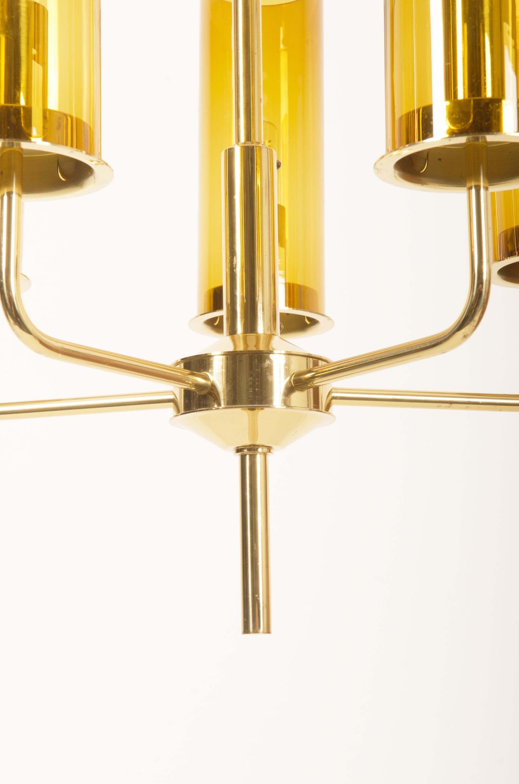 Brass And Glass Tube Chandelier T434 5 Sonata By Hans Agne Jakobsson photo vintage