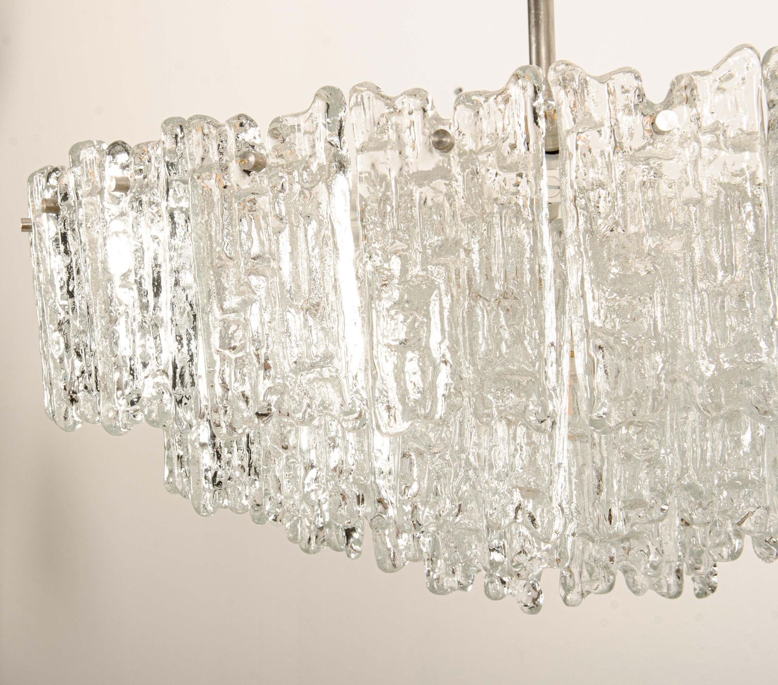 Impressive Austrian Kalmar Arena Crystal Ice Glass Chandelier photo vintage
